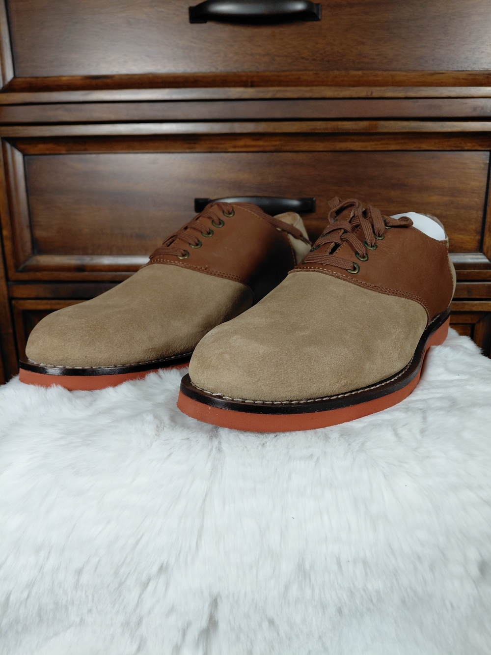 Polo by Ralph Lauren Chase-LU-OXF Men's Leather Oxford Dress Shoes Two Tone